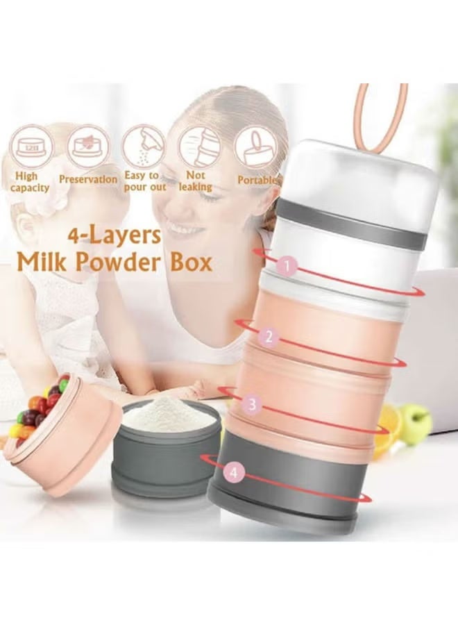 COYO 4 Layers Portable Baby Milk Powder Container, Leak Proof Travel Formula Dispenser, Food Grade Snack Storage Box for Kids Outdoor Travel - Image 4